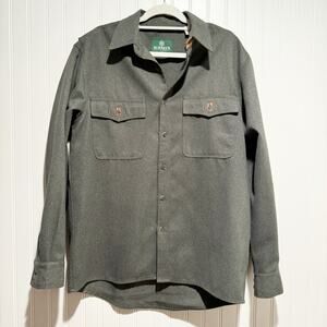Schnees Mens Rifleman Shirt Jacket Shacket Gray Button Flannel Leather Trim Med